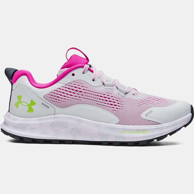 Women's  Under Armour  Charged Bandit Trail 2 Running Shoes Gray Mist / Rebel Pink / Lime Surge 4